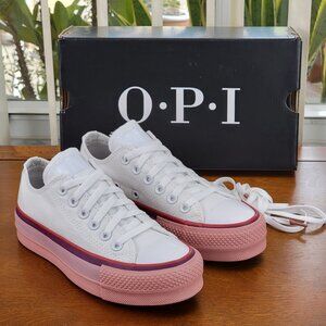 Converse X O.P.I CTAS Lift Ox Canvas 566557C Pure Silver/White/Rust Pink Size 5